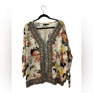 Unique Spectrum Cream Printed Graphic Blouse